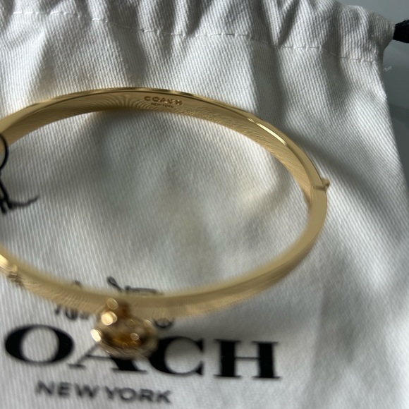Coach Gold Lock with Black Enamel Charm Clasp Bracelet - Picture 6 of 6